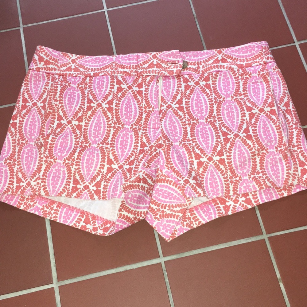 J Crew pink and red pattern shorts. Size 4